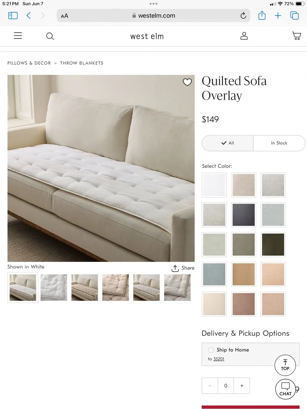 NWT West Elm quilted white sofa overlay ❤️❤️❤️❤️